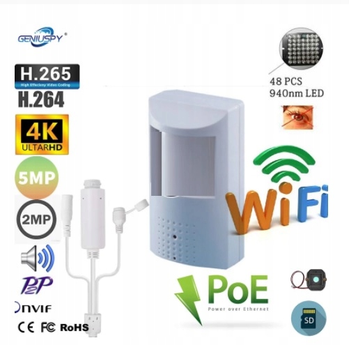 UKRYTA KAMERA W CZUJCE RUCHU 8MPX 4K WIFI AUDIO ZOBACZ ZOBACZ