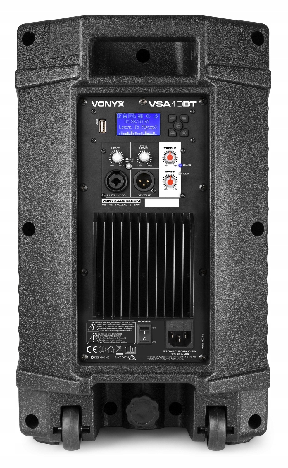Kolumna aktywna 10'' 500W BT MP3 USB XLR pilot Szerokość produktu 31 cm
