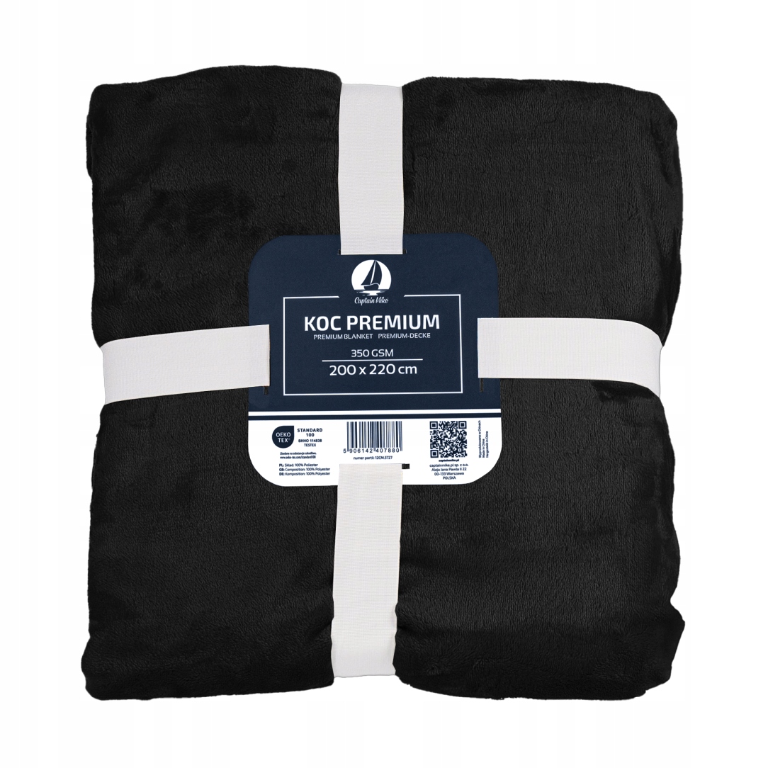 Fleecová deka 200x220 černá, teplá, měkká Pro Alergiky Captain Mike