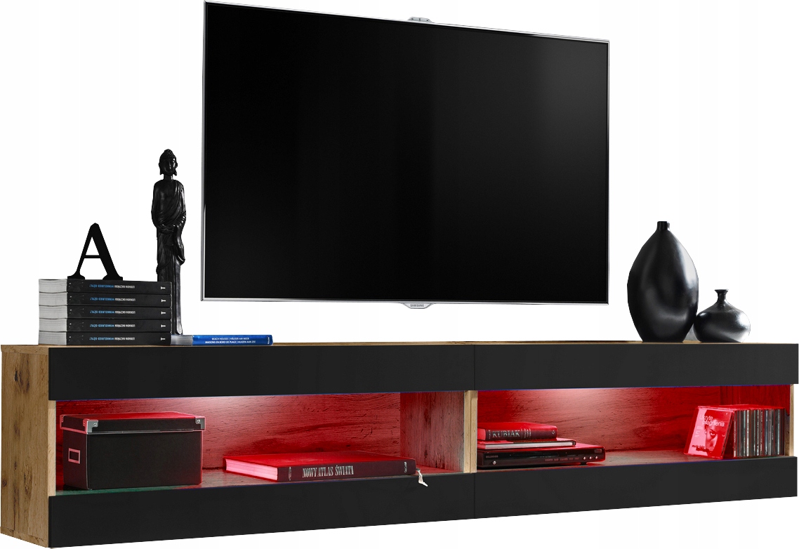 Sada nábytku Rtv Tivoli SET4 Dub Wotan/Čierna, Led Rgb