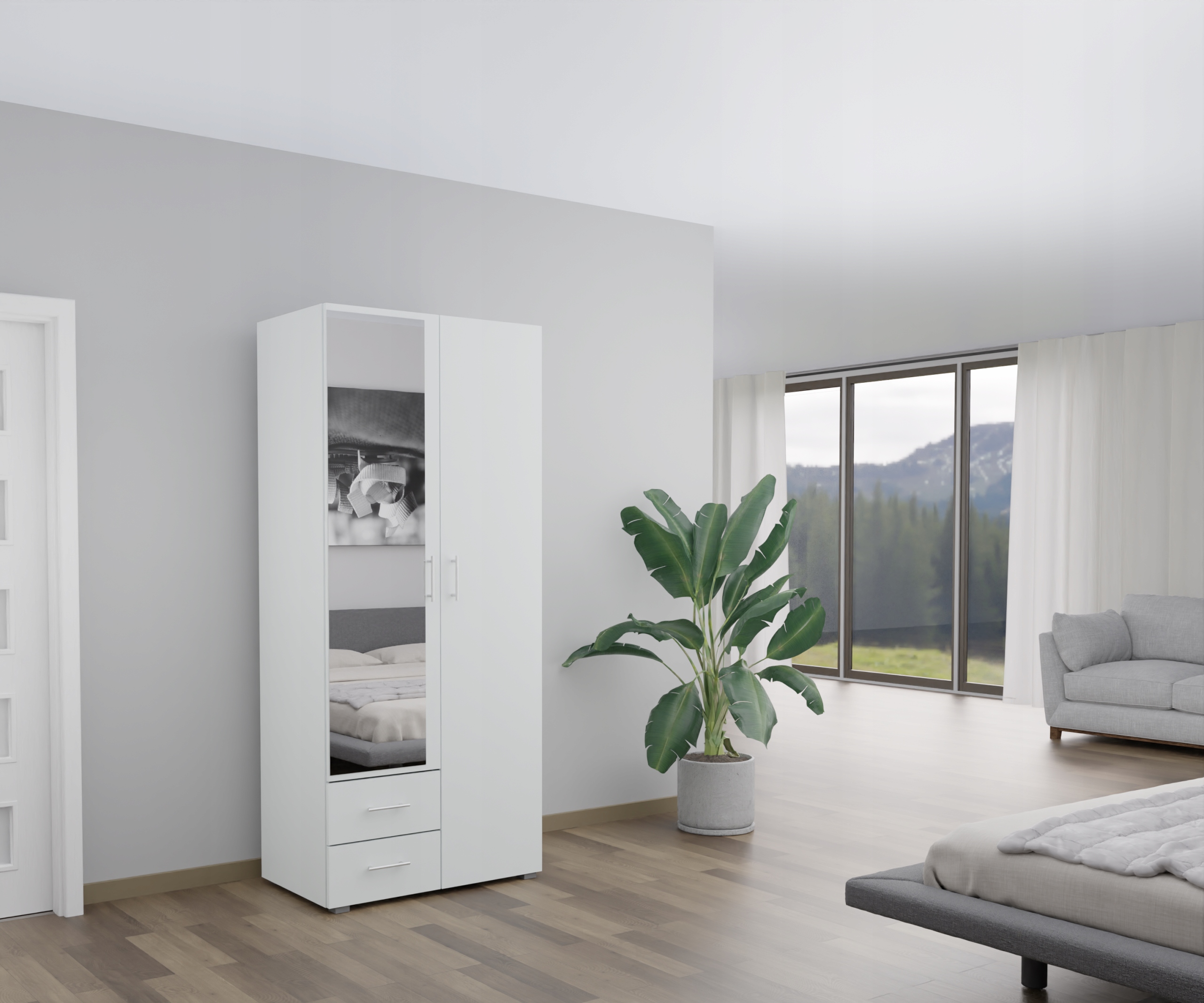 SZAFA 2 DRZWIOWA - 3 VENICE BIAŁA - 1 LUSTRO - 80X190 CM Kod producenta 3