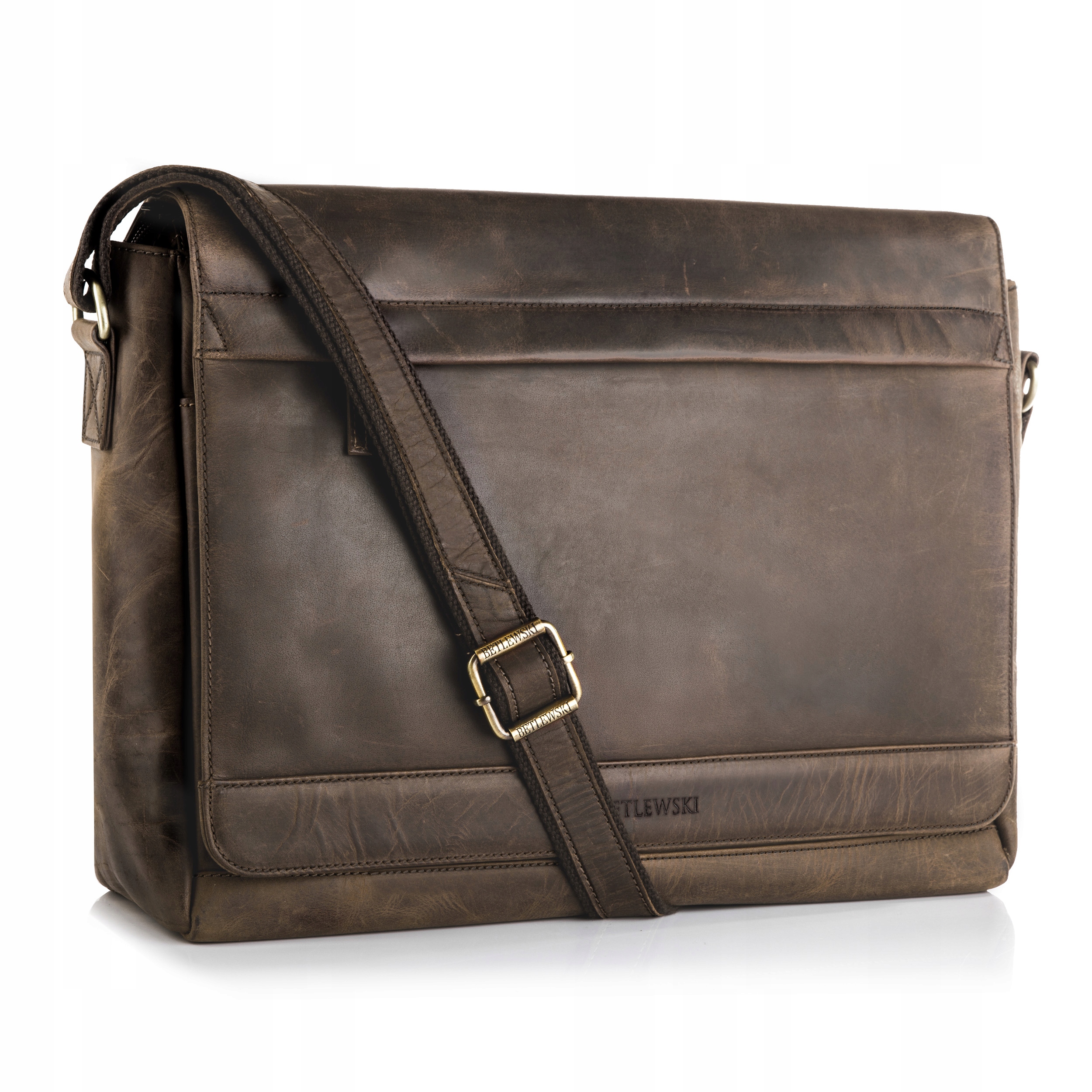 Betlewski Skórzana torba męska na laptopa duża na ramię pojemna