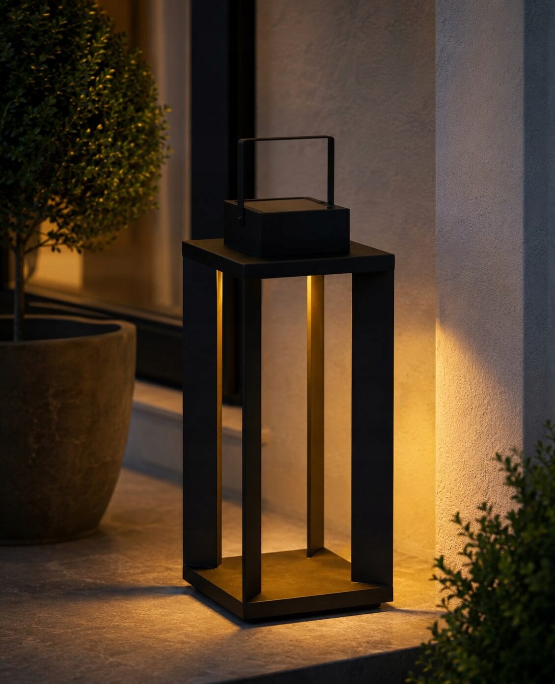 Lampa Solarna Lampion Solarny 42 cm metalowy czarny latarnia solarna Solar