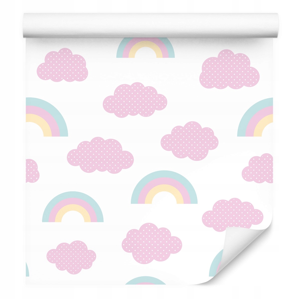 Tapeta na zeď mraky tečky duha dětský pokoj