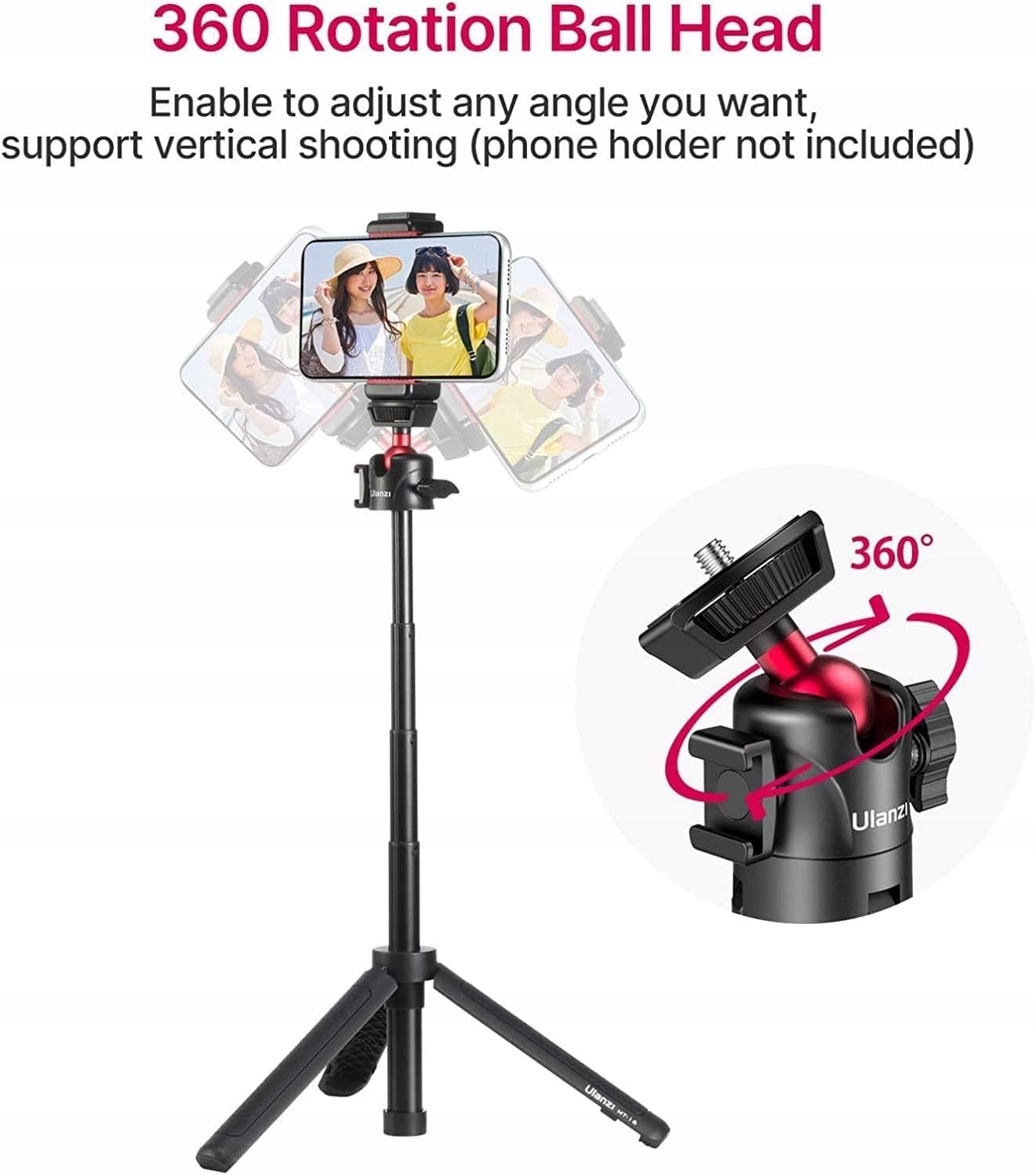ULANZI MT-16 Selfie Stick Statyw Z Pilotem Do Telefonu i Kamery — miniatura 4