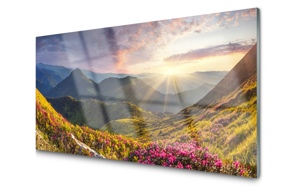 

Panel szklany Płytka Góra Łąka Słońce 140x70