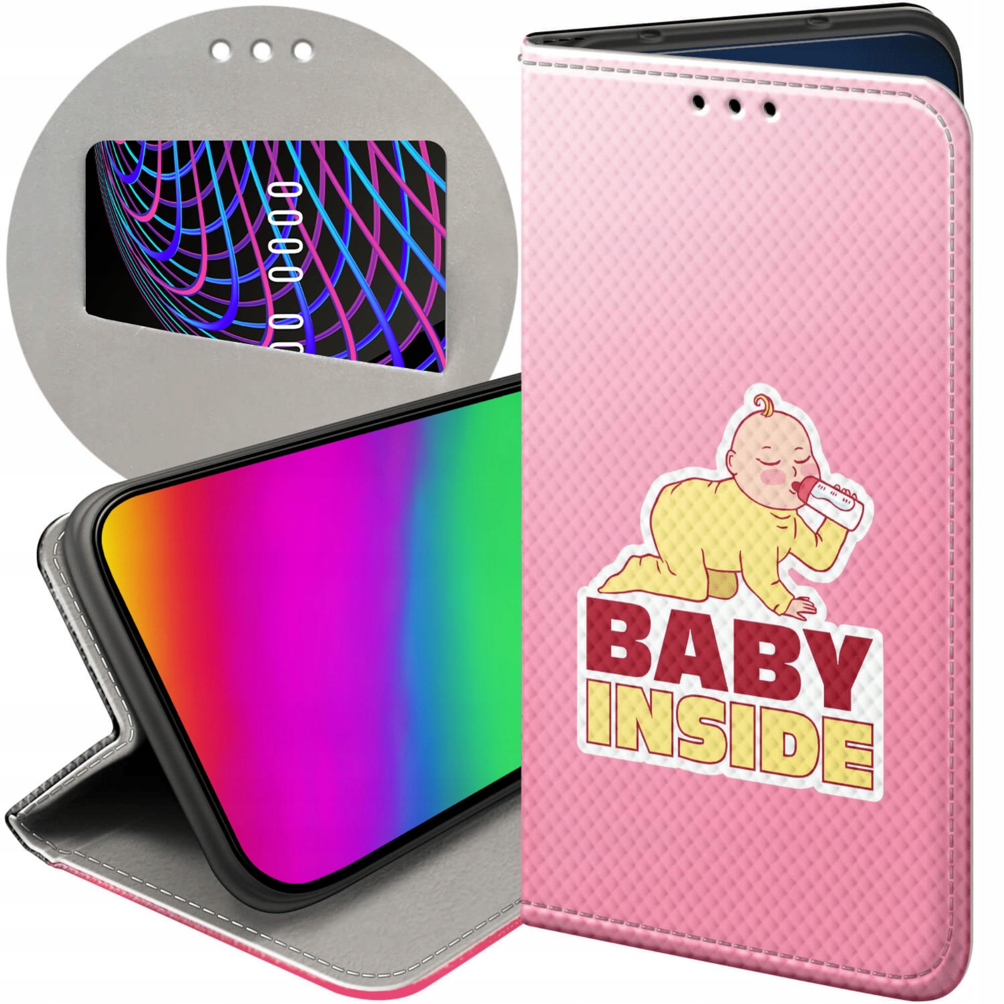 Etui Z Klapką Do Oppo RENO12 5G Gender Reveal Pregnant Baby Shower