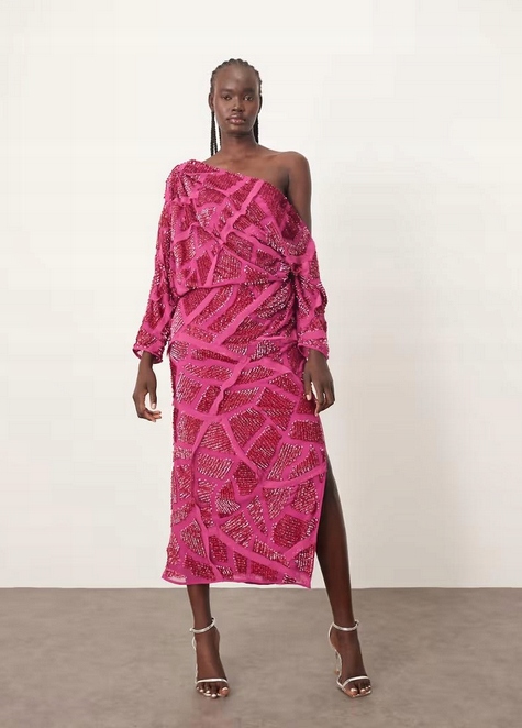 Flitrová Asymetrická Šaty Edition Arrange 42 XL