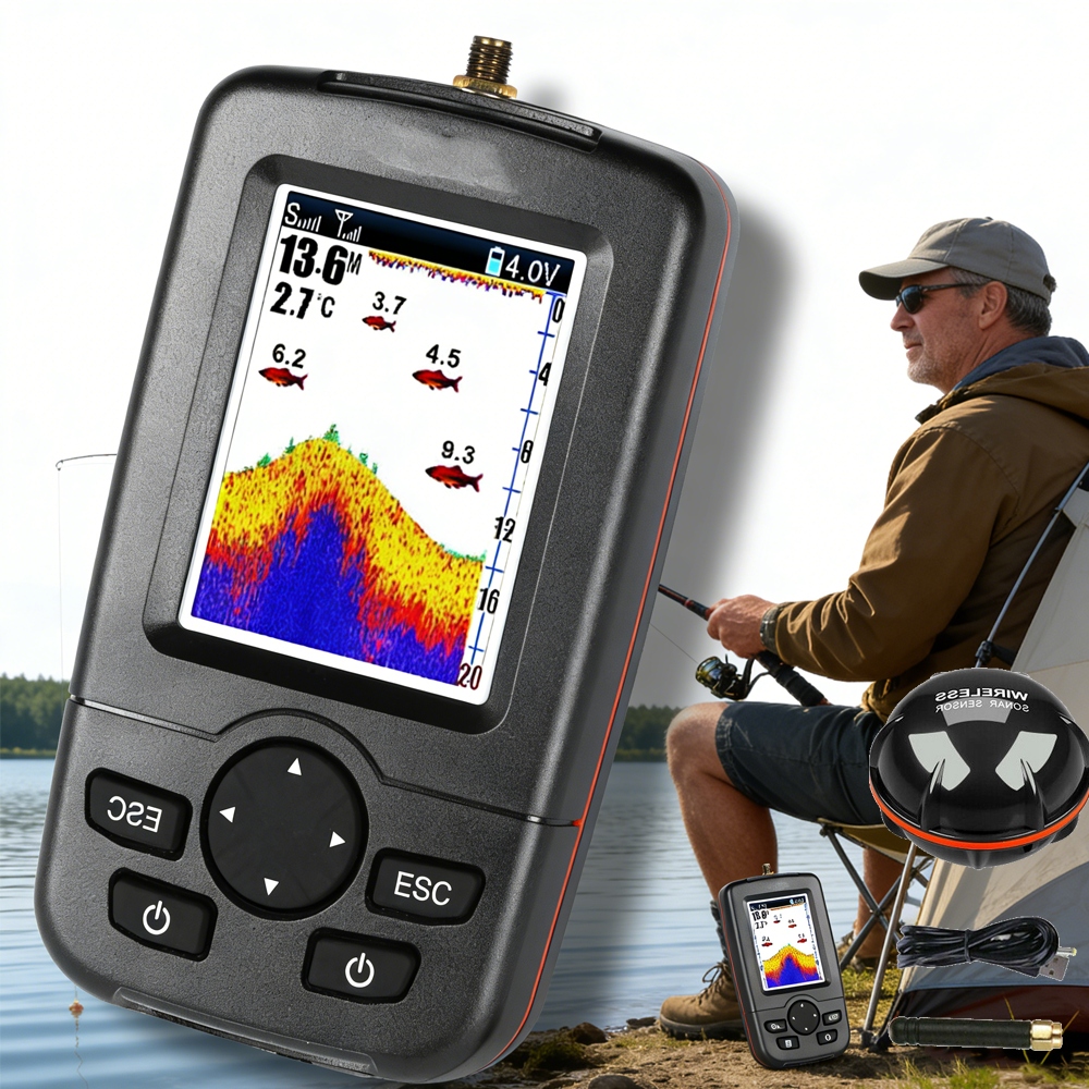 Detektor Ryb Z Zasilaniem Bateryjnym I Kablem Ładowania Czujnika