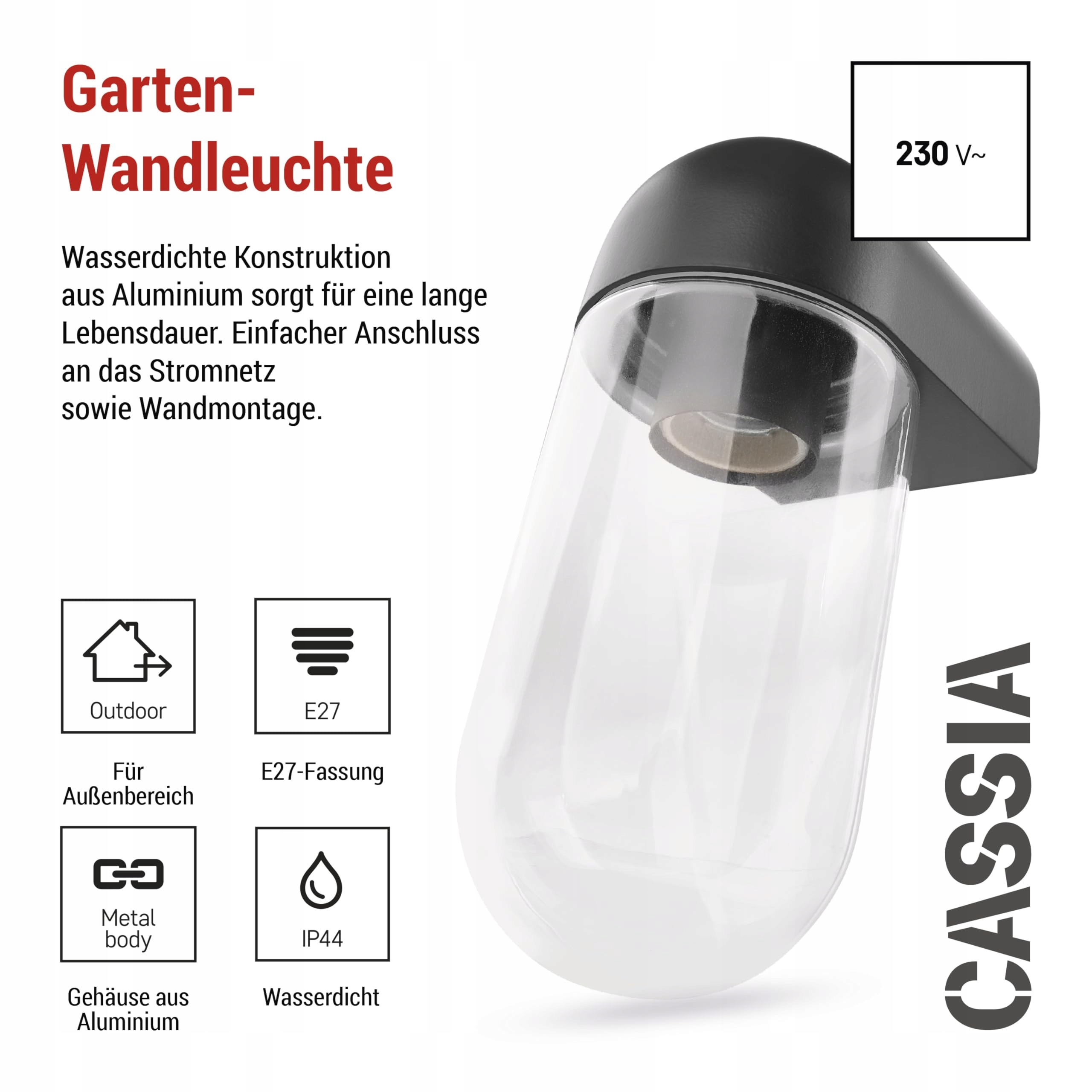 Lampa Ścienna Zewnętrzna CASSIA Ogrodowa Aluminiowa E27 Wodoodporna EMOS — miniatura 2