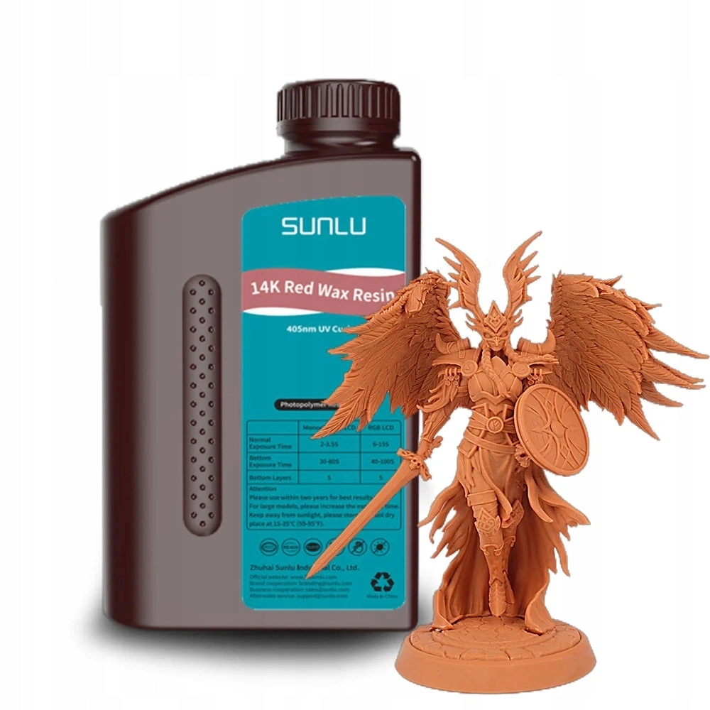 Żywica Uv Sunlu 14K Red Wax Czerwony 1kg 1l Do Drukarki 3D Precyzyjna