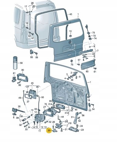 RYGIEL DOLNY TYLNEJ KLAPY VW T5 T6 Producent części Volkswagen OE