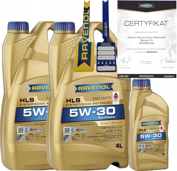 RAVENOL HLS 5W30 9L BMW LL-04 MB 229.52 GM DEXOS2 + ZAWIESZKA