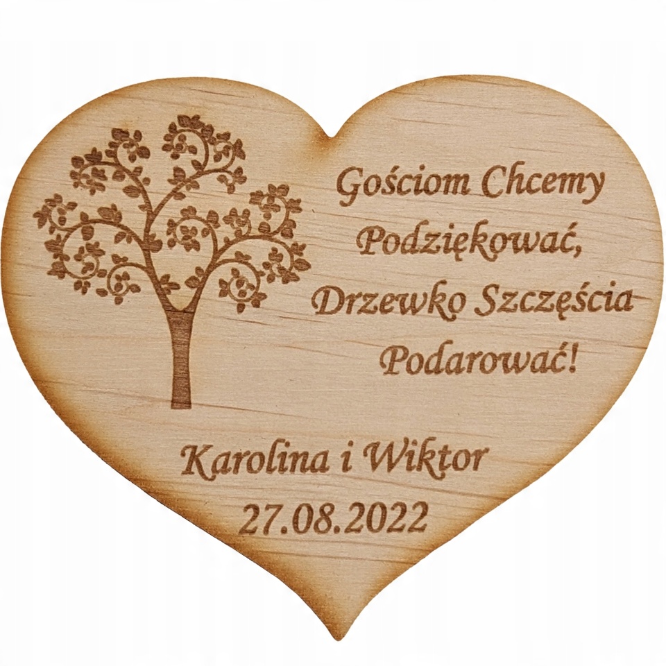 

Magnes Serce podziękowanie dla gości Ślub Grawer