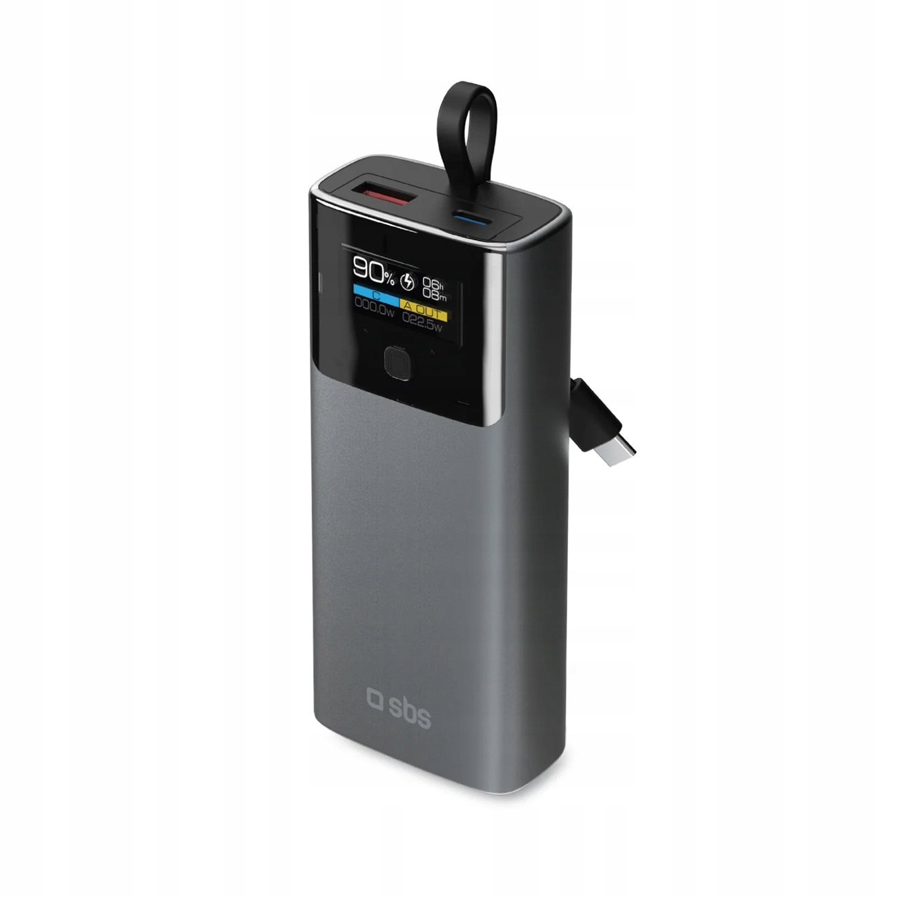 Powerbanka s displejom 10000 mAh Pd 20 W LCD s káblom Usb-c šedá
