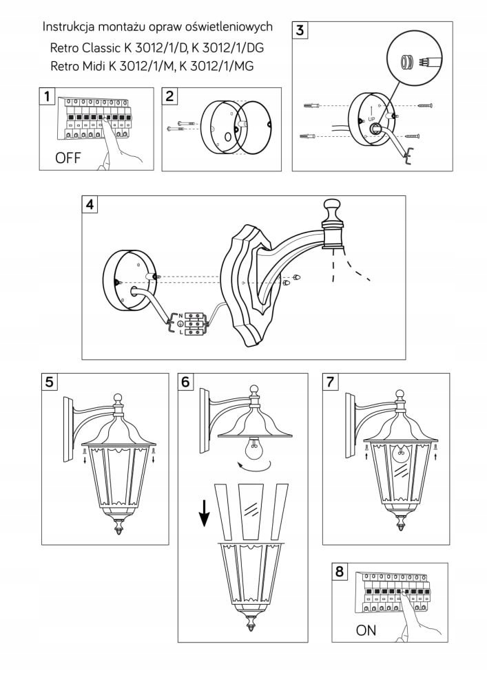 Czarna lampa ogrodowa latarnia kinkiet elewacyjny Kolor czarny