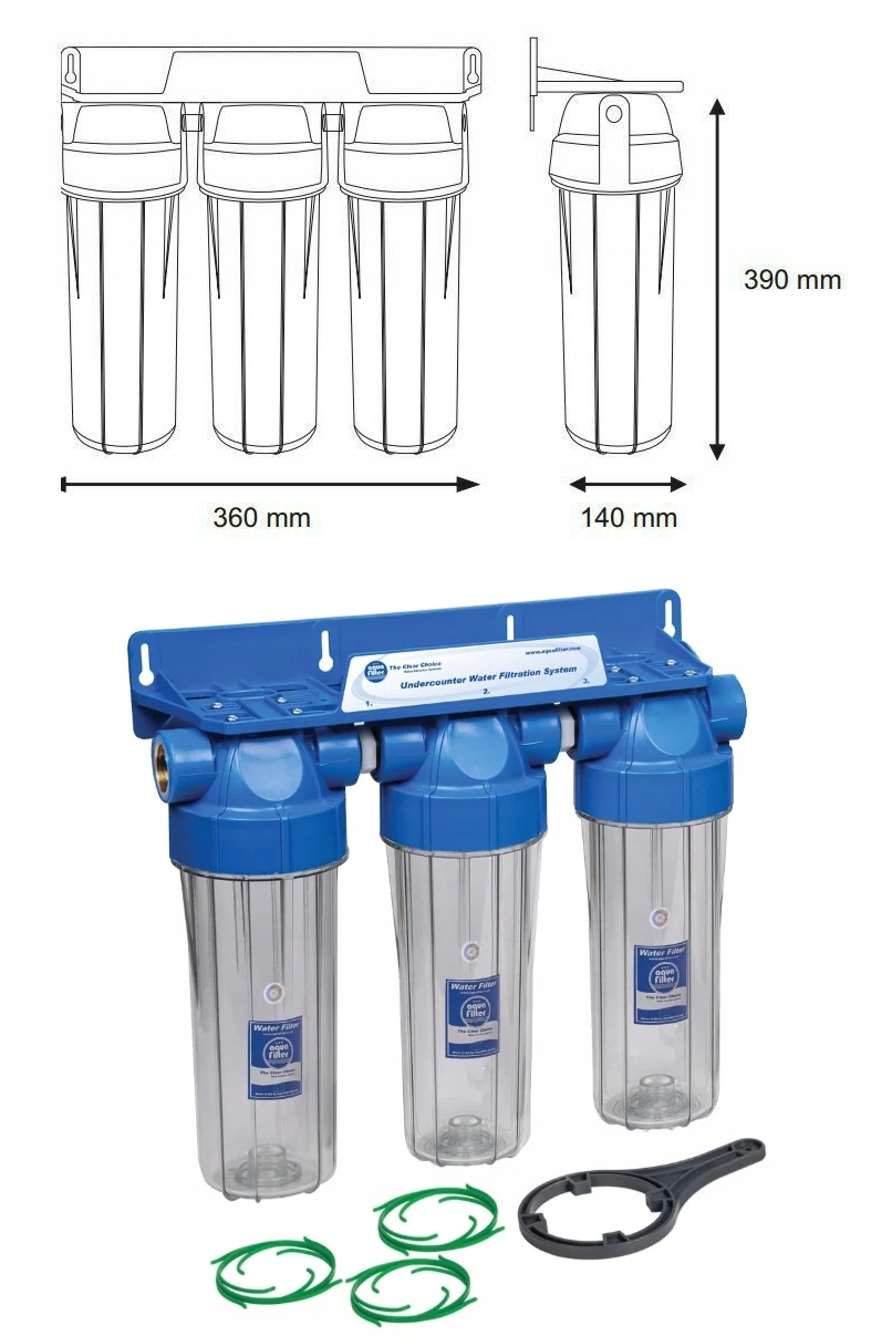 FILTR WODY WSTĘPNY CAŁY DOM 3 STOPNIOWY KORPUS 10' Pojemność 1 l