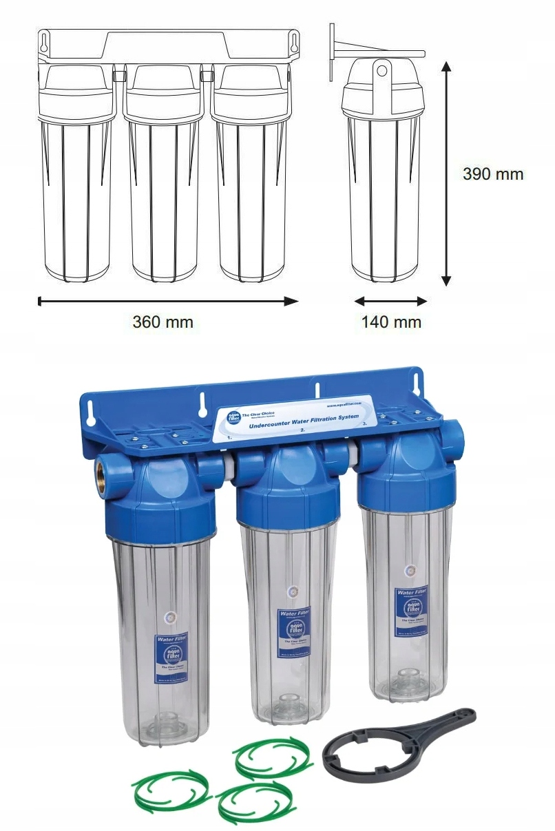 FILTR WODY WSTĘPNY CAŁY DOM 3 STOPNIOWY ZMIĘKCZACZ Kod producenta FHPRCL34-B-TRIPLE