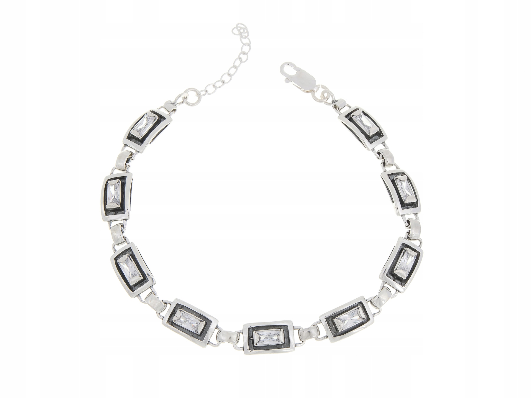 Krásný Stříbrný Náramek S Zirkony Max. 23 CM