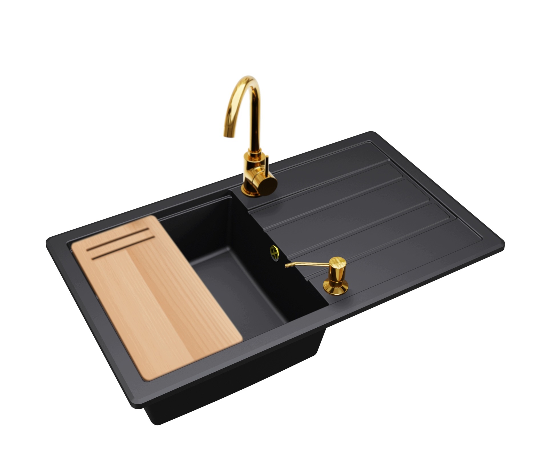 Zlewozmywak Granitowy Jednokomorowy Zircon 7010 Syfon Zł. Bateria Dozownik