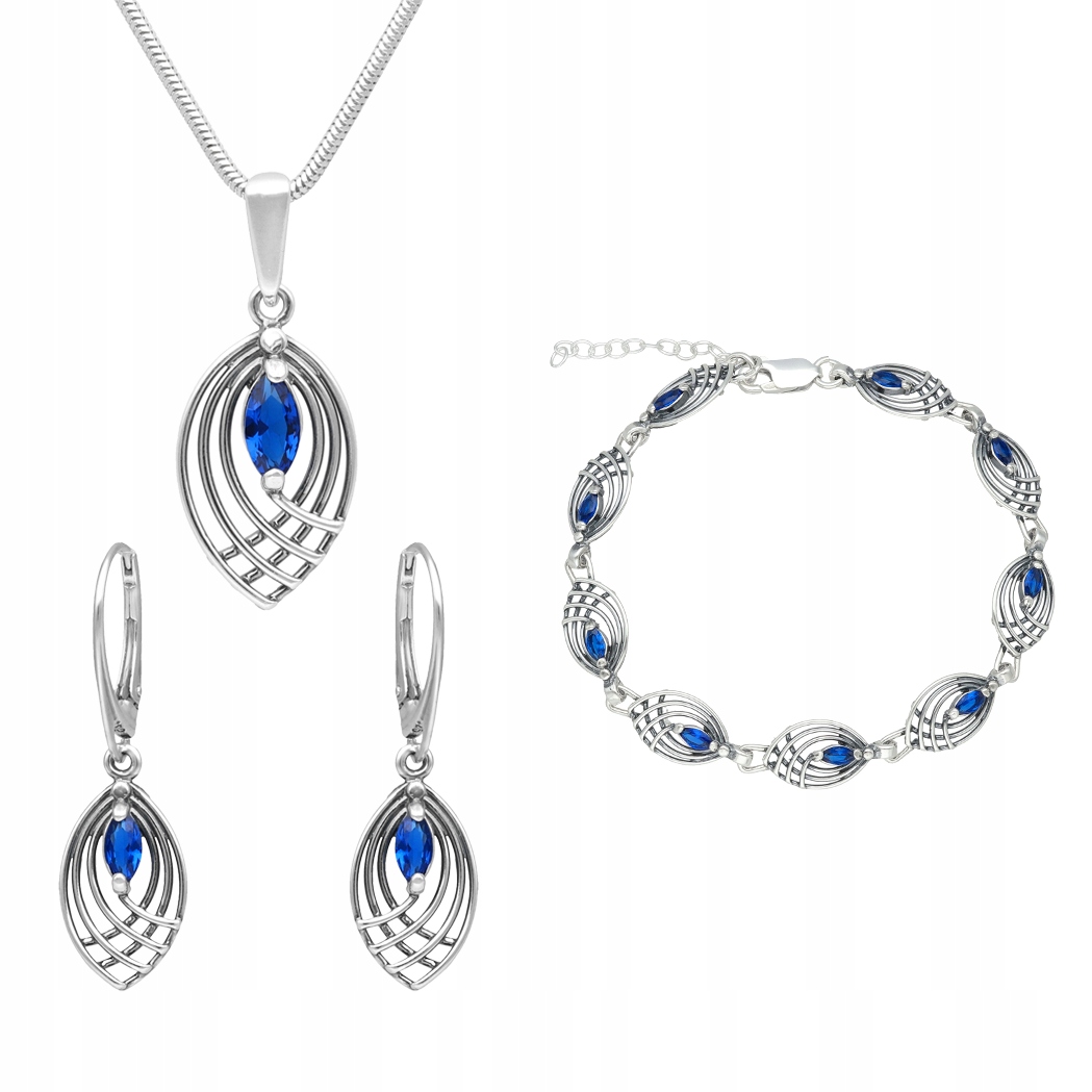 Prolamovaný komplet se safírovou zirkonií stříbro