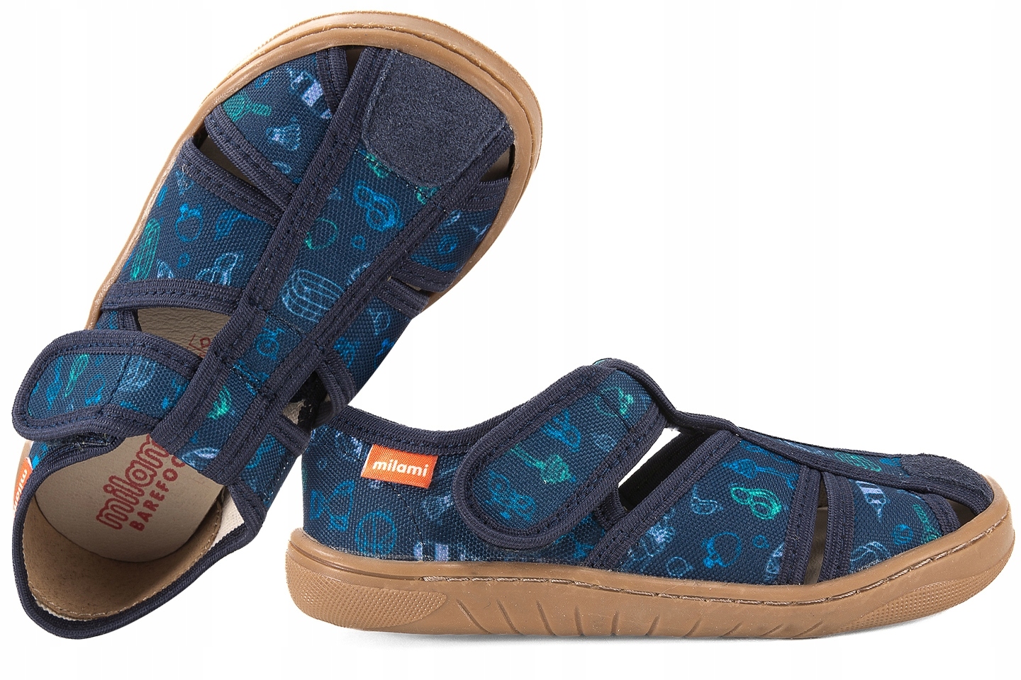 Milami BF9-BR-44 Barefoot Sandały Tekstylne Domowe Kapcie Papcie Rzep 27