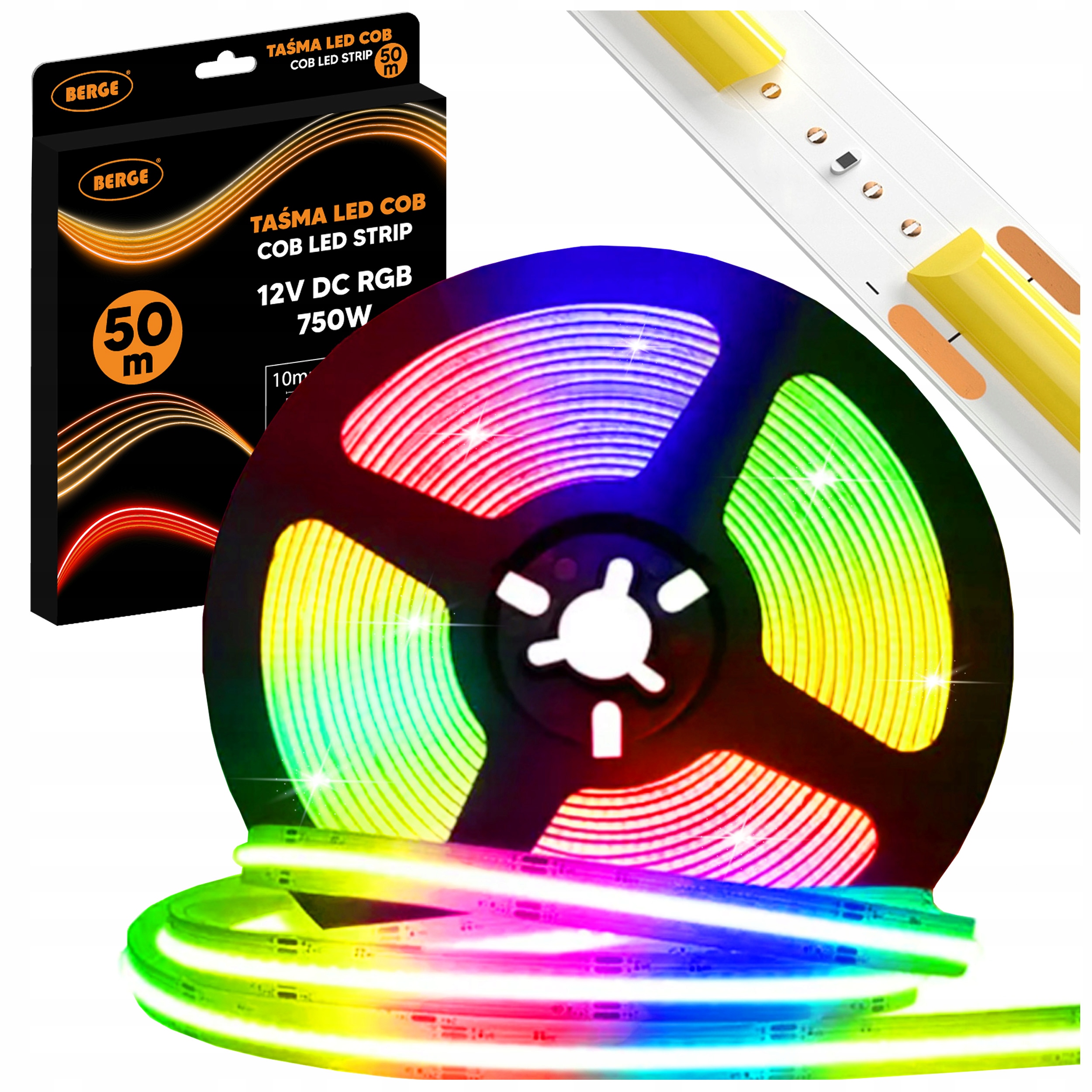 Led pásik Rgb Neon Cob 12V 50 m Veľká rolka 15 W/m 10 mm Viacfarebná Premium