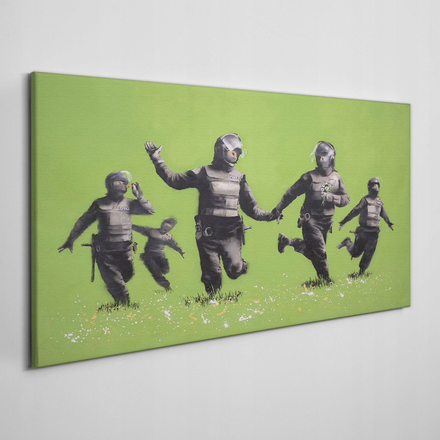 

Obraz ścienny na płótnie Banksy zielony 140x70 cm