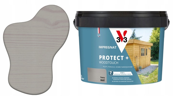 V33 Impregnat do drewna Protect Woodtouch 3w1 Szary 9L
