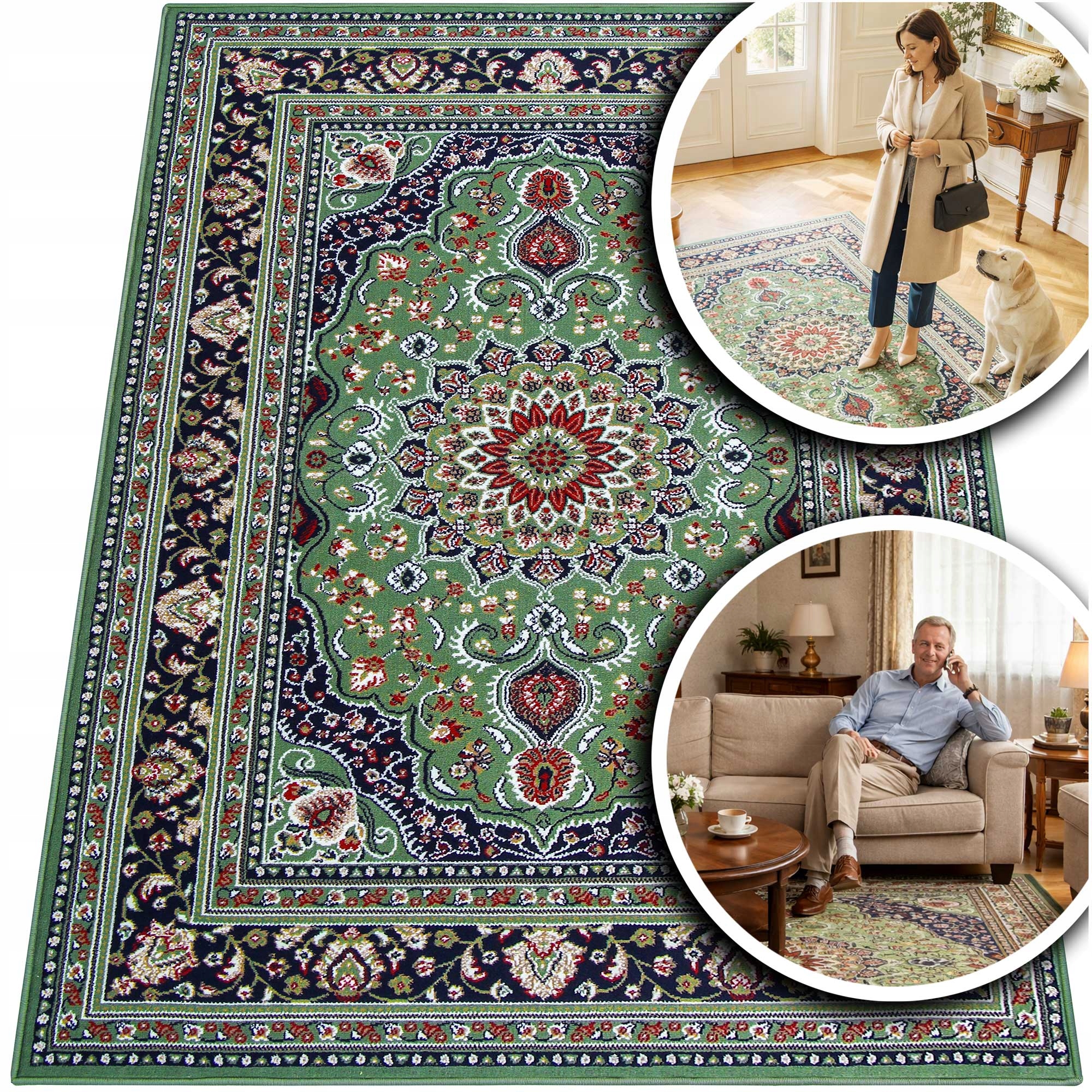 Zelený Koberec Do Obývacího Pokoje Venezia Klasický Koberec Do Předsíně 180x260