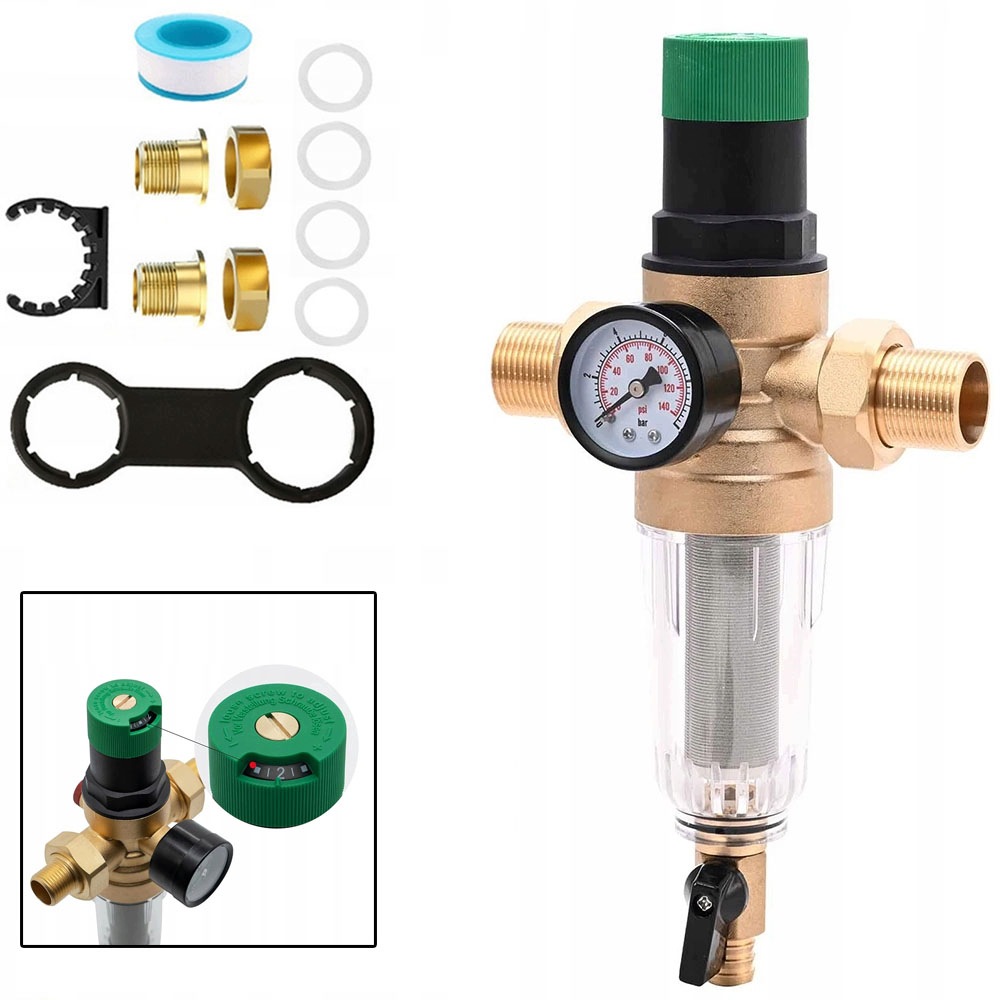 Reduktor S Manometrem Filtr Na Vodu 3/4" DN20 se zpětným proplachem