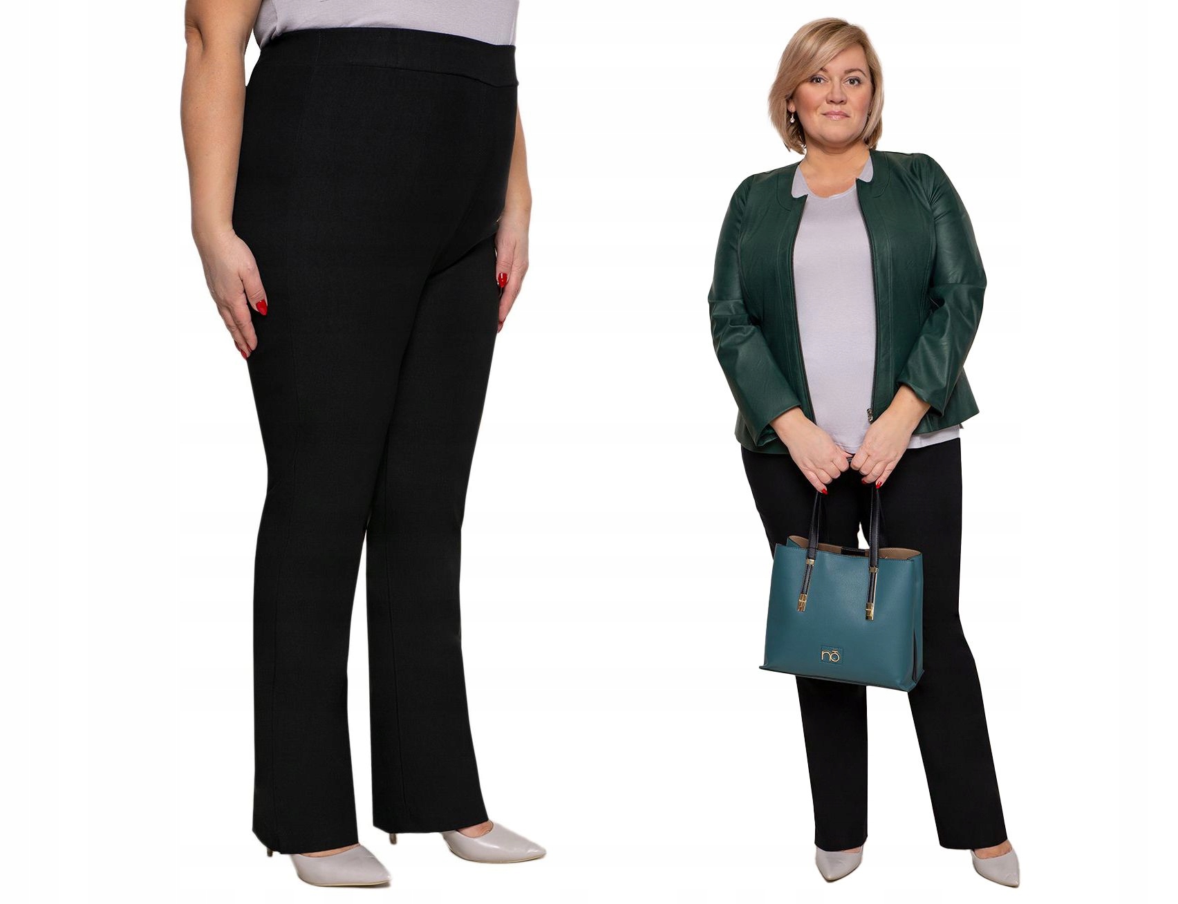 Jednoduché kalhoty s velmi vysokým pasem, černá barva 54