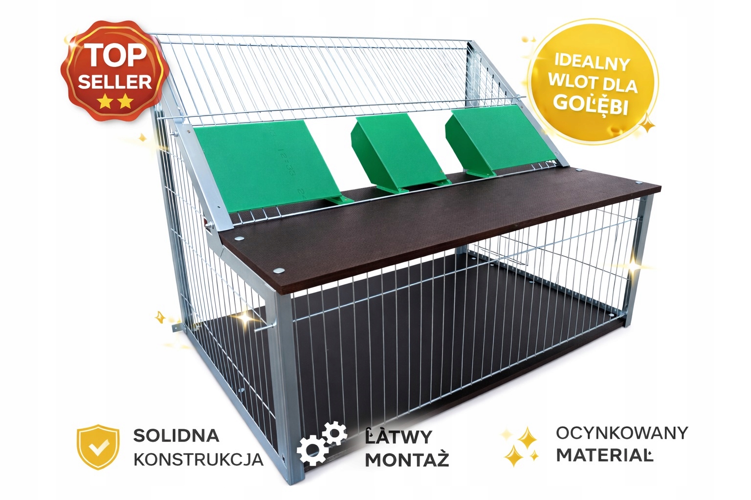 Wlot-Wylot Belgijski dla gołębi z drewnianą podłogą 80cm