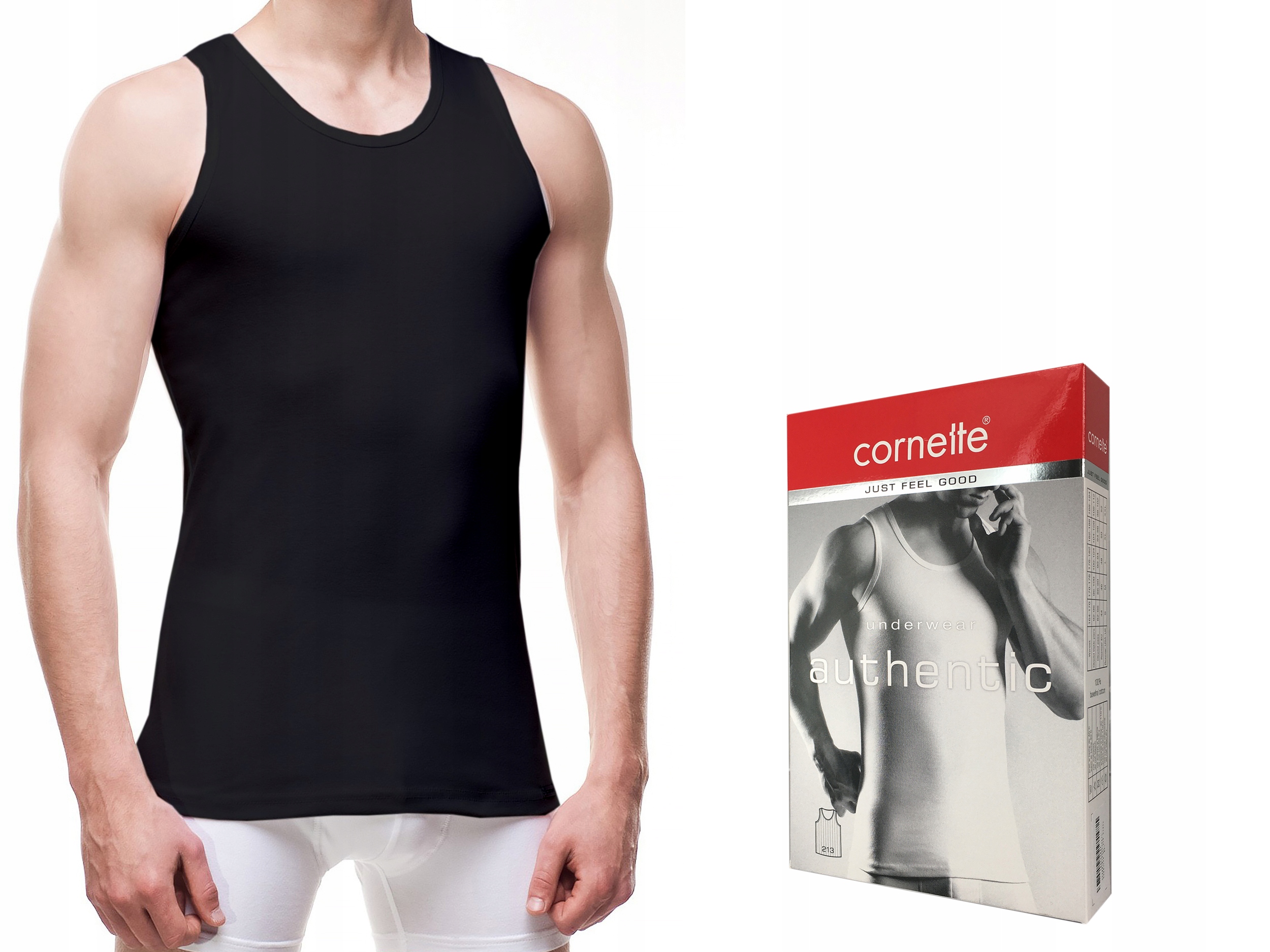 

Cornette authentic 213 męska koszulka, czarna, 3XL