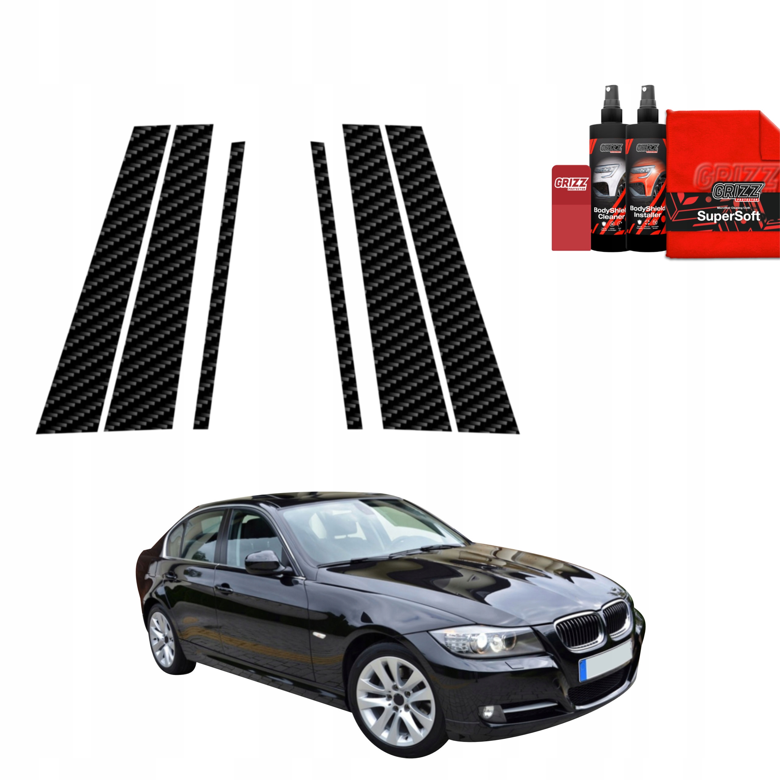 6v1 Fólie na sloupky pro Bmw 3 E90 Sedan LCI (2008-2012)