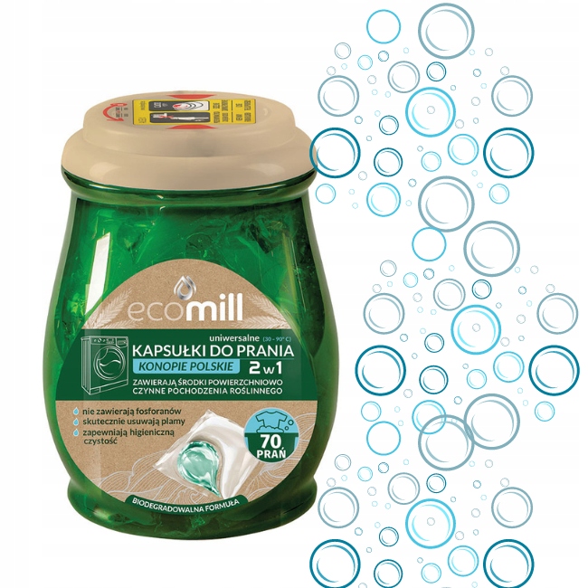 Ecomill kapsle na praní univerzální s extraktem z konopí polské 70 ks
