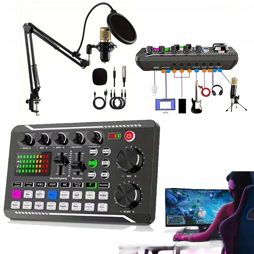 Zvuková Karta F998 Sada S Mikrofonem BM800 Pro Podcasty