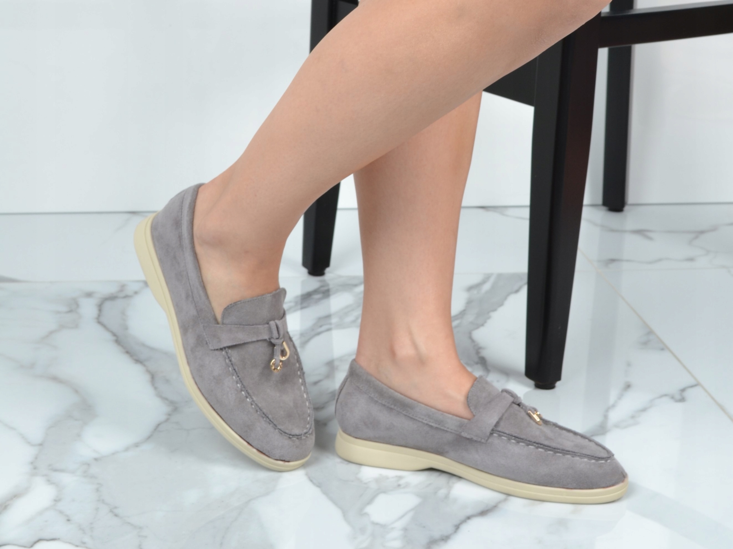 WYGODNE DAMSKIE MOKASYNY SKÓRA ZAMSZOWA BUTY CASUAL Rozmiar 40