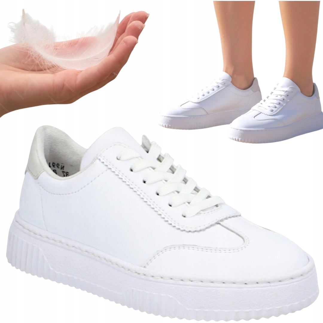 Dámské kožené tenisky 41 Rieker Pohodlné bílé sportovní polobotky se zavazováním