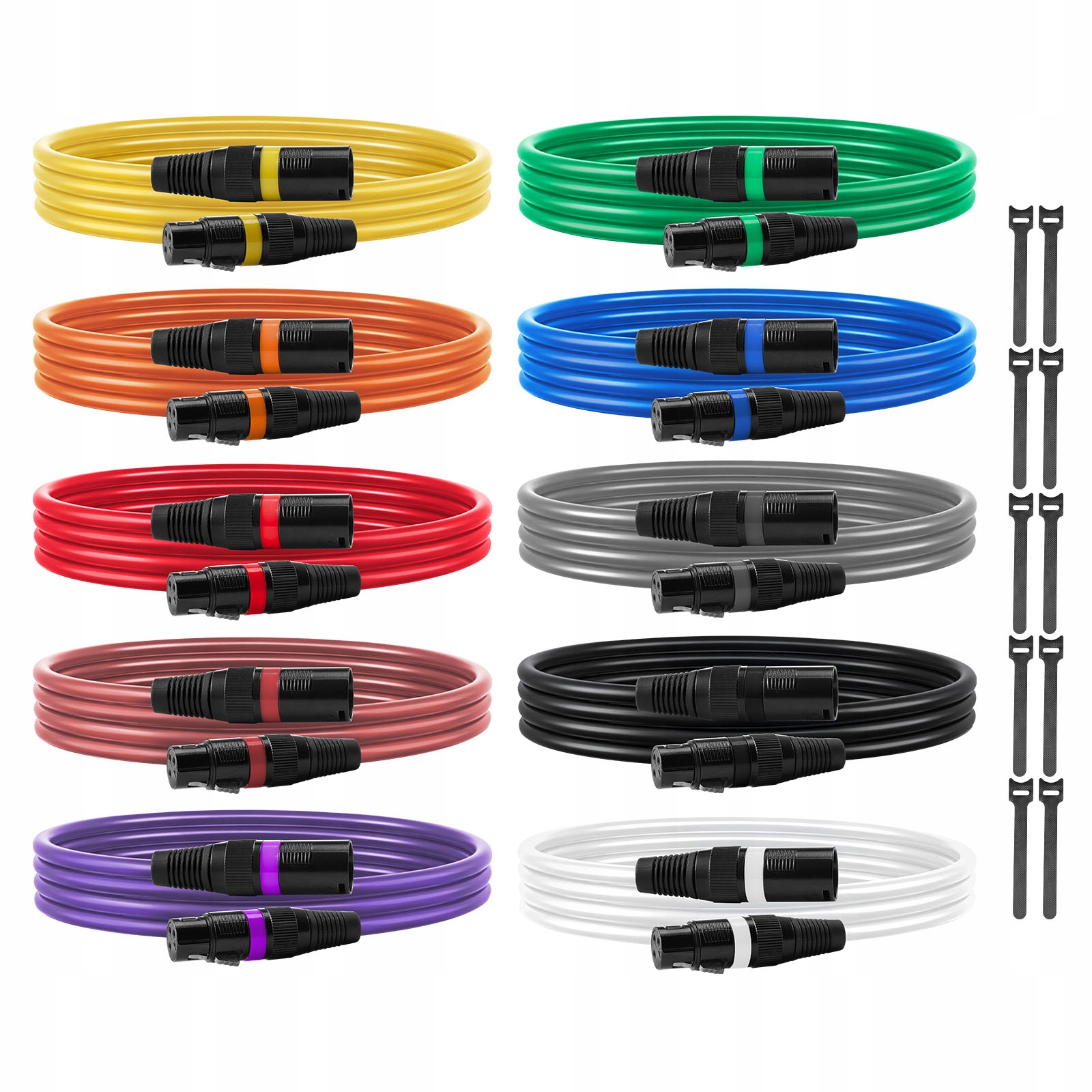 Vevor Kabel Xlr 2 M 10 Sztuk Symetryczne Kable Mikrofonowe DMX Złocone Piny