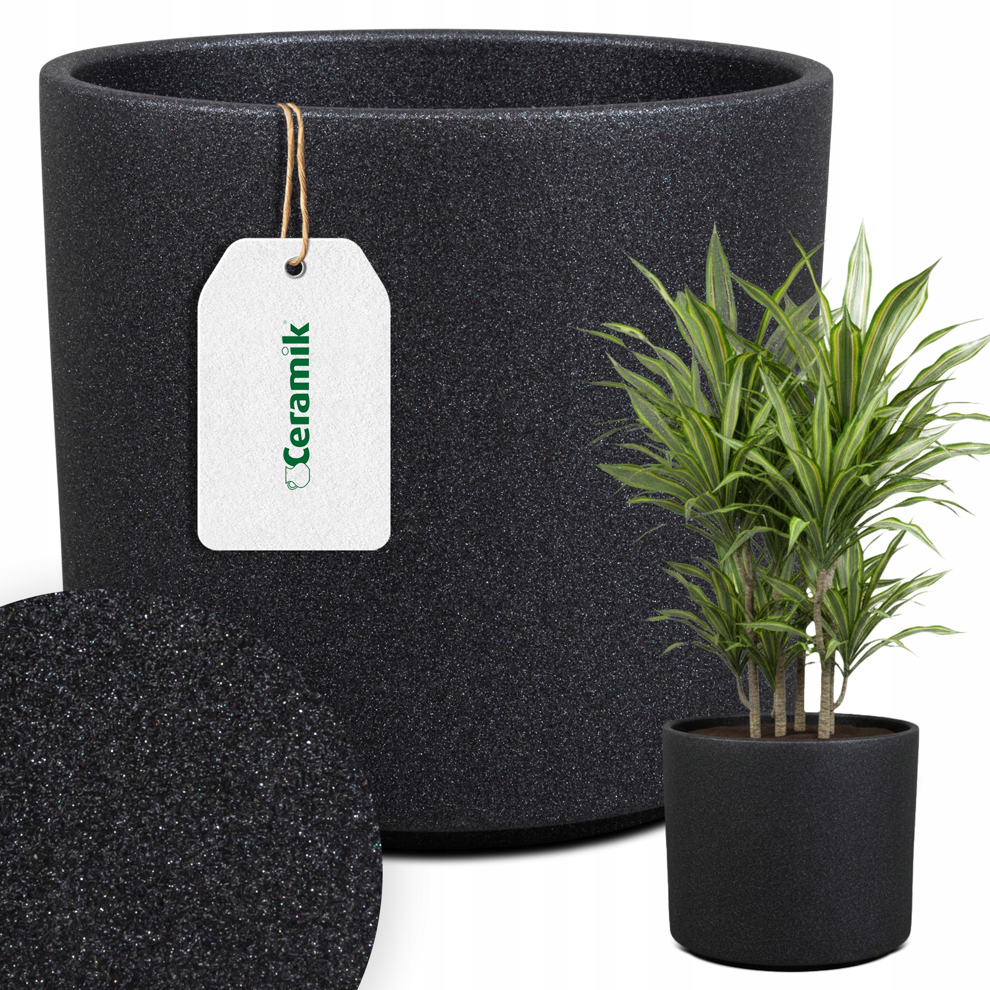 OSŁONKA DONICA DONICZKA CERAMICZNA DO ROŚLIN KWIATÓW GRAFIT METALIC 21CM