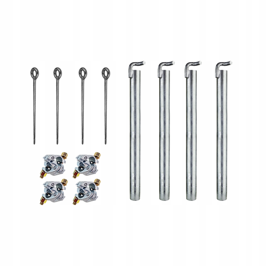 Kotva 100 cm 4x+Šroub pro kotvení s uchem 23 cm 4x+Křížový konektor 4x Sada