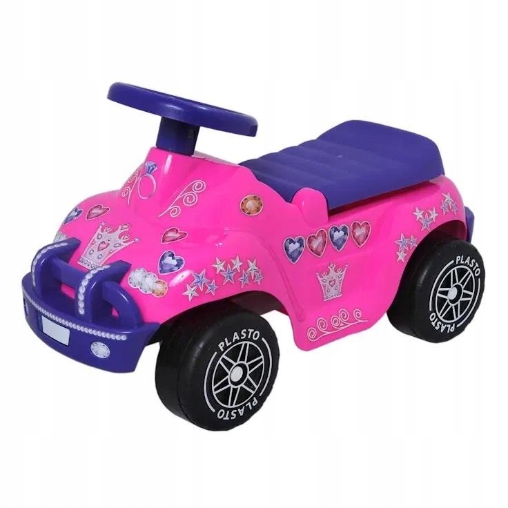 Plasto Jeździk księżniczki Ciche koła, do 35kg, 12m+ , Otwierany bagaż