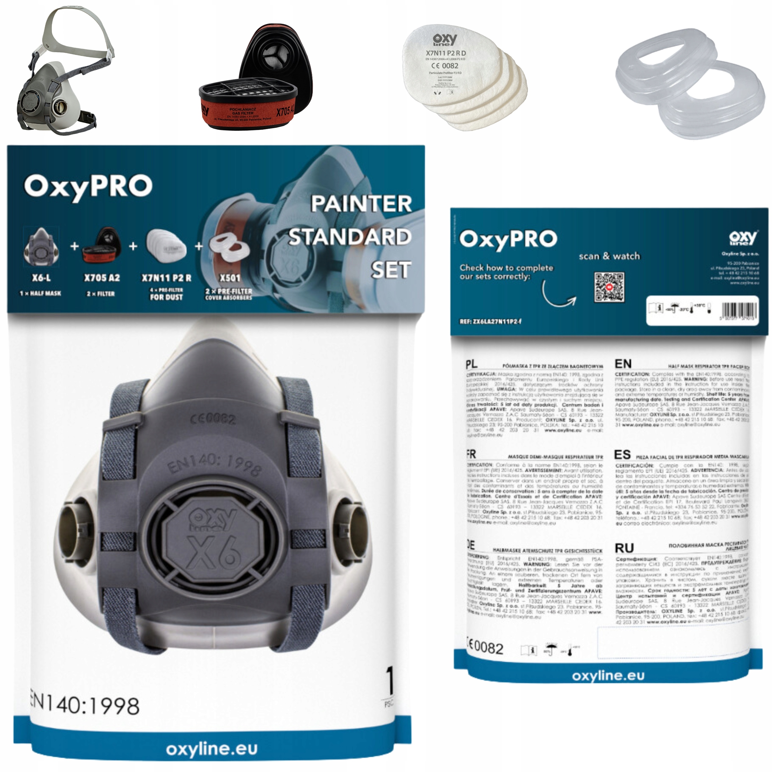 Polomaska Ochranná lakovací a protiprachová maska Oxyline, sada OxyPro