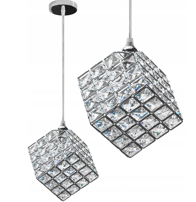 

Lampa Kostka Szklana Sufitowa Wisząca Kryształ