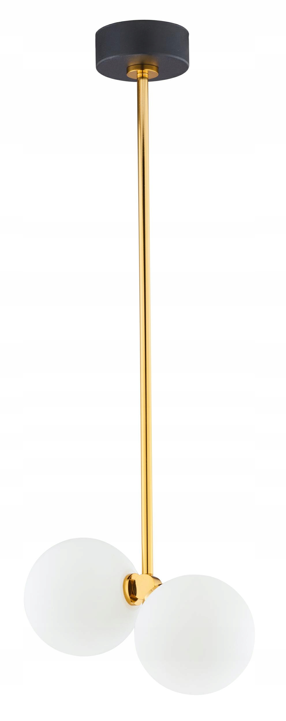 Stropní Svítidlo Luna Černá Zlatá Skleněné Stínidla 2xG9 Závěsná lampa do domu
