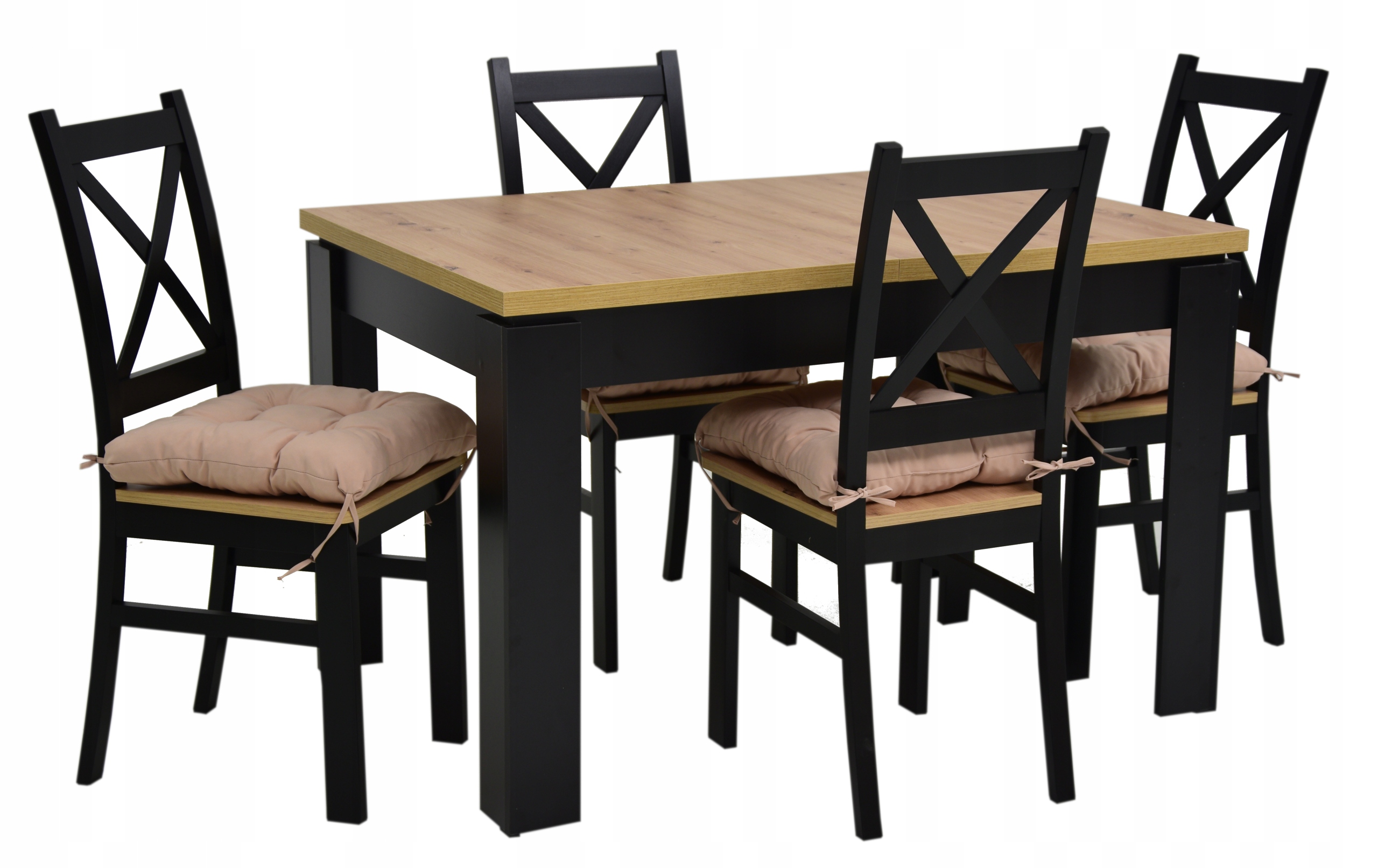 4 krzesła BOHO do jadalni stół ROZKŁADANY ARTISAN