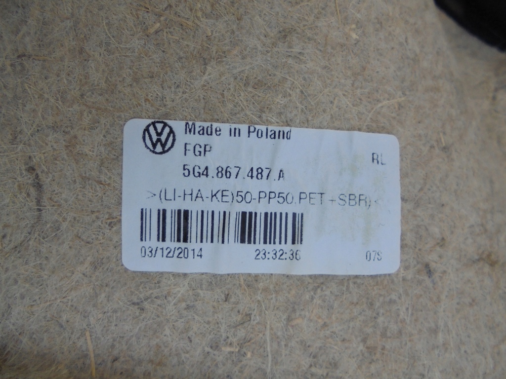 карта дверная обивка левый зад Двери стекл vw GOLF VII 7 5G4867211