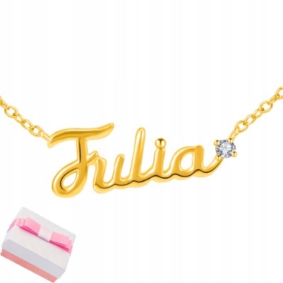 Stříbrný náhrdelník řetízek pro ženy s jménem Julia stříbro 925, pozlacený