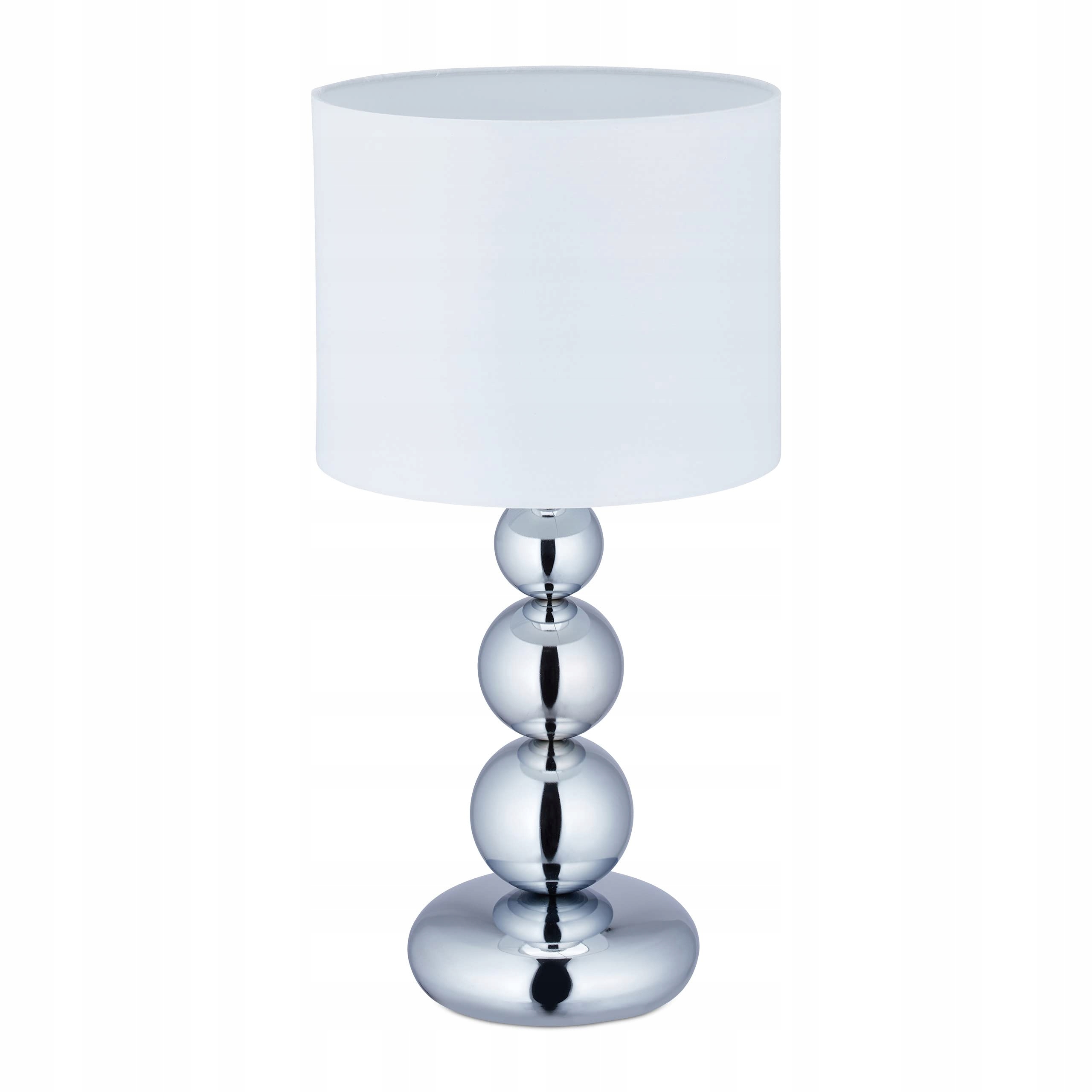 Relaxdays Nočná lampa, biele tienidlo, strieborná nožička, zásuvka E27, HxD 50x25 cm